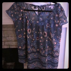 LC Lauren Conrad Blue Flowered Blouse XL